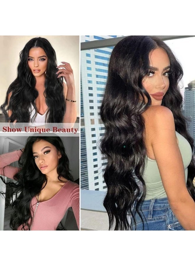 Joudi Long Wavy Black Wigs for Women Synthetic Heat Resistant Wig 26 Inches Natural Looking Realistic Wigs for Daily Party Use（Black） - Image 5